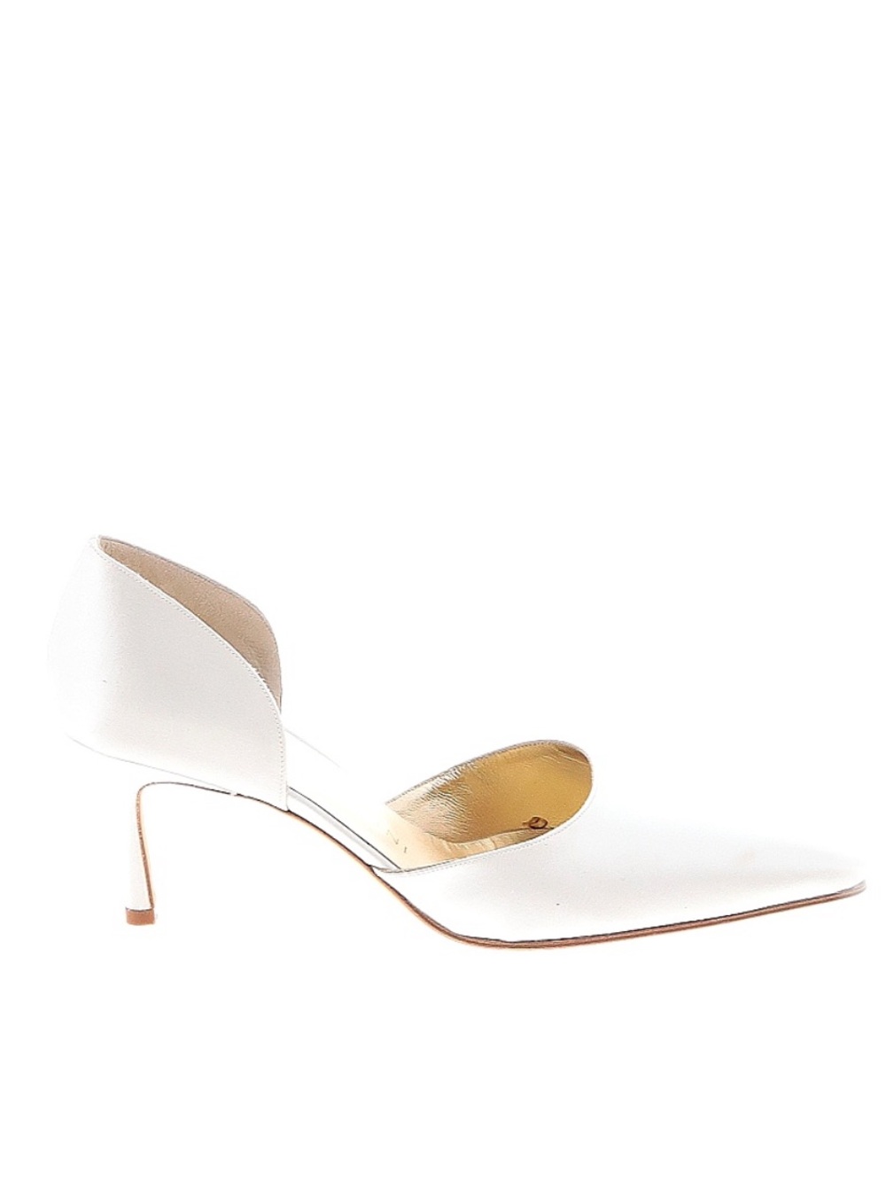 Rene Mancini White Pointed D'Orsay Low Heel Pump